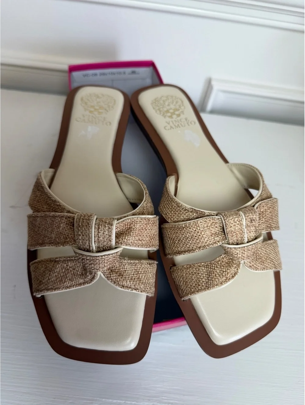 Vince Camuto NIB Women's Natural Multi Textured Slide Sandals Size 8.5M